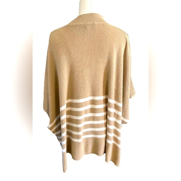 J. Crew Tan and White Poncho Sweater - Picture 6 of 11